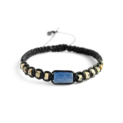 Męska bransoletka makramowa kyanit i jaspis dalmatyńczyk