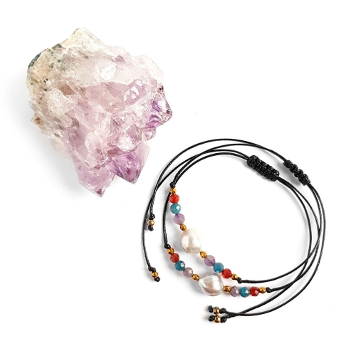 Bransoletka karneol, apatyt, ametyst i perła Zodiac Baran