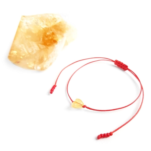 WishYouLuck kwarc z limonitem serce bransoletka szczęścia na czerwonym sznurku