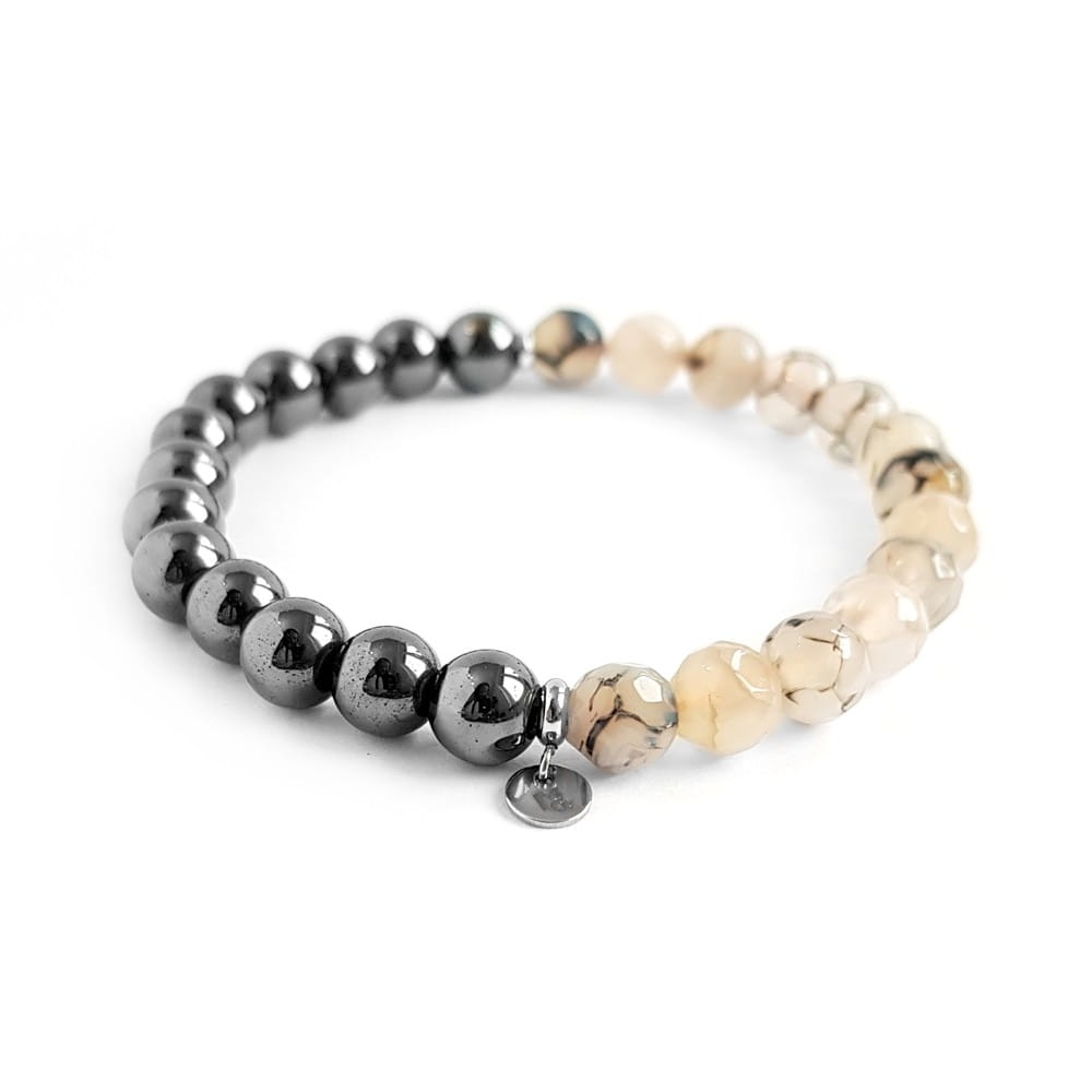 Męska bransoletka agat smoczy i hematyt