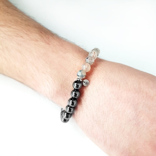 Męska bransoletka agat smoczy i hematyt