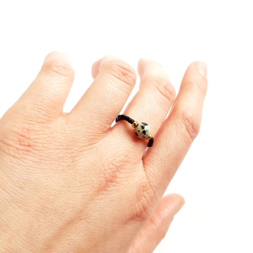 Elegance pierścionek elastyczny jaspis dalmatyńczyk i hematyt