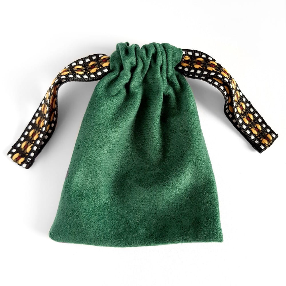 Woreczek na biżuterię Boho zieleń i musztarda