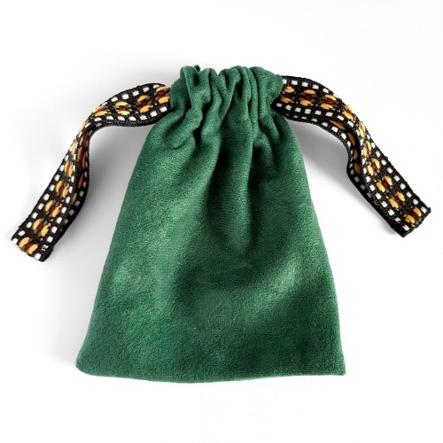 Woreczek na biżuterię Boho zieleń i musztarda