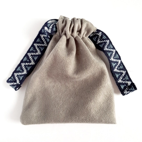 Woreczek na biżuterię Boho szary i niebieskości