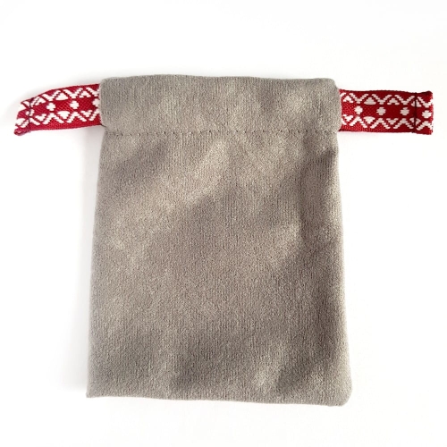 Woreczek na biżuterię Boho szary i bordo