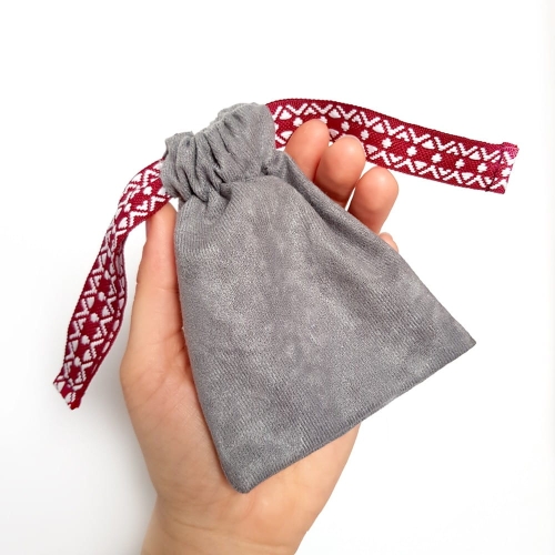 Woreczek na biżuterię Boho szary i bordo