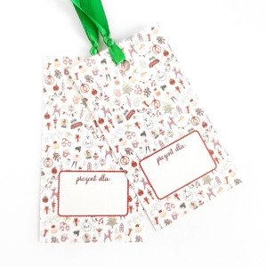 Etykieta świąteczna - bombki - pakiet 5 sztuk