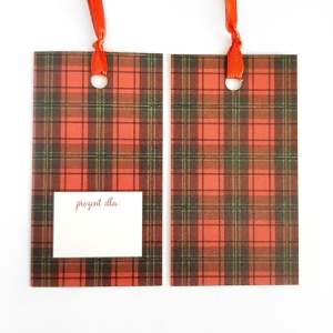 Etykieta świąteczna - kratka - pakiet 5 sztuk