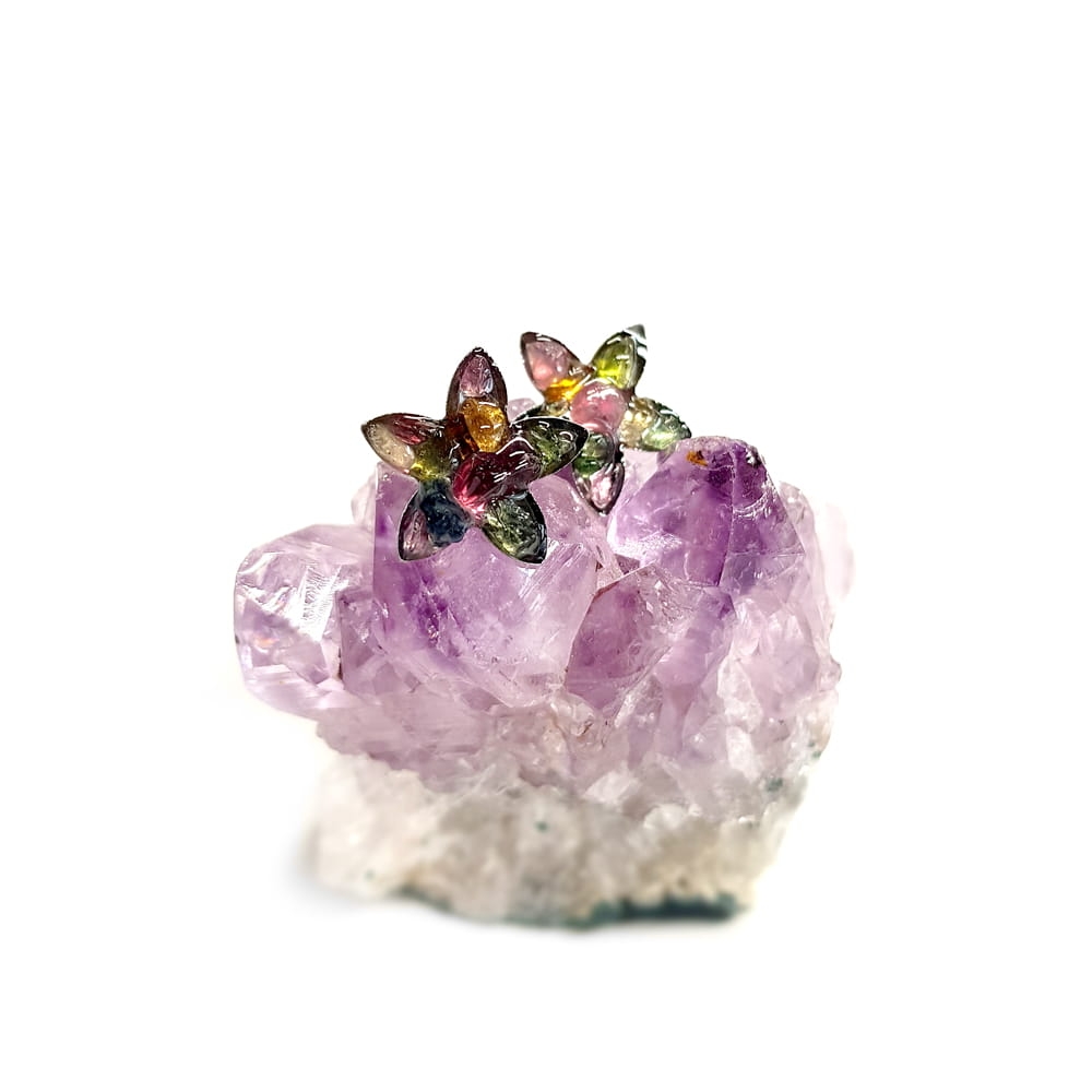 KST612 Kolczyki sztyfty kolorowe turmaliny kwiaty Magneska biżuteria z kamieni naturalnych.jpg