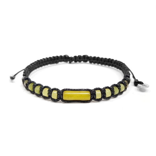 MES289 Bransoletka męska makramowa  zielony jadeit i jaspis kambaba Magneska biżuteria z kamieni 2.jpg