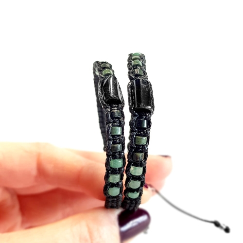 MES291 Bransoletka męska czarny turmalin, jaspis kambaba i awenturyn Magneska bransoletki makramowe dla mężczyzn 4.jpg