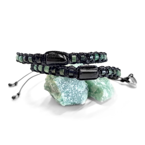 MES291 Bransoletka męska czarny turmalin, jaspis kambaba i awenturyn Magneska bransoletki makramowe dla mężczyzn.jpg