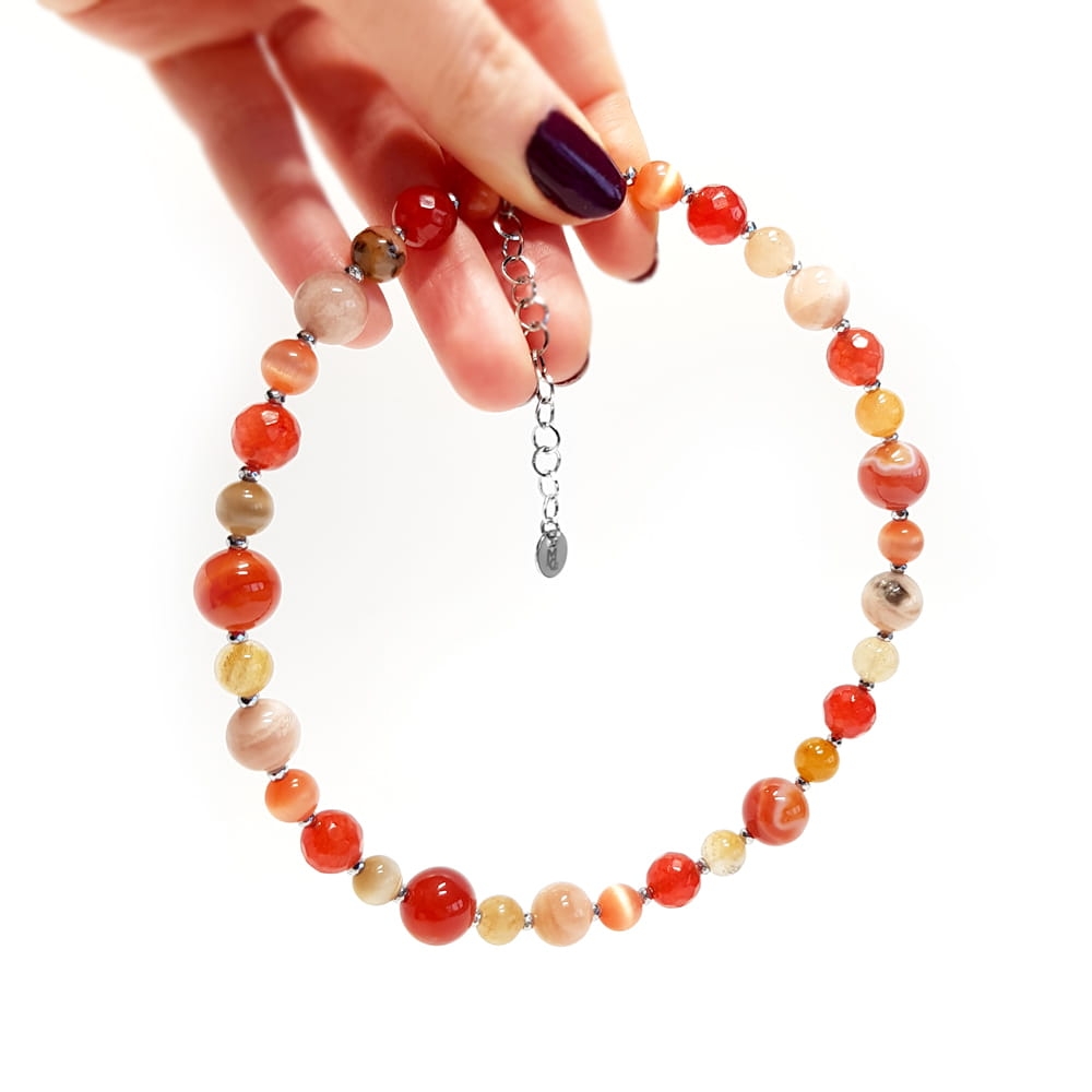NAW776 Naszyjnik unikat kolekcja Bohemian pomarańczowe kamienie.jpg