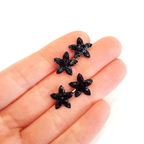 KST613 Kolczyki sztyfty czarny turmalin kwiatki Magneska biżuteria handmade 2.jpg