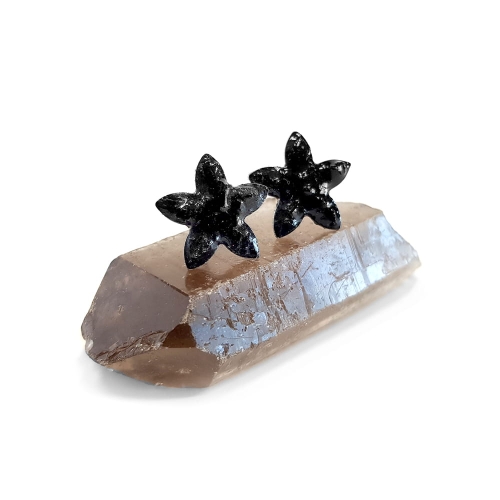 KST613 Kolczyki sztyfty czarny turmalin kwiatki Magneska biżuteria handmade.jpg