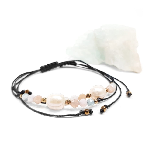 ZODIAC30 Bransoletka zodiakalna dla Wagi z perłą akwamaryn kamień słoneczny różowy opal Magneska bransoletki dla zodiaków.jpg