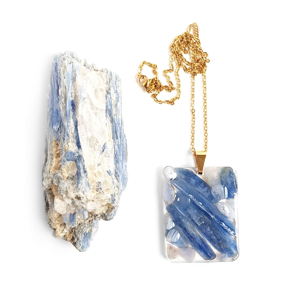 NAW780 Naszyjnik unikat kyanit i niebieski agat koronkowy Magneska biżuteria.jpg