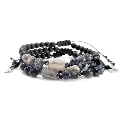 MES293 Bransoletka męska labradoryt, larvikit, onyks i hematyt Magneska bransoletki dla mężczyzn kamienie naturalne szara bransoletka.jpg