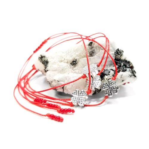 WishYou125 WEBP Bransoletka szczęścia srebrna koniczynka hematyt Magneska bransoletki czerwona nitka.webp