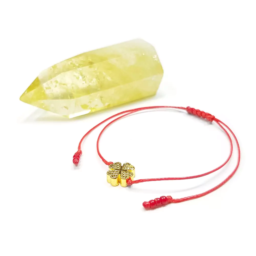 WishYou126 WEBP Bransoletka szczęścia złota koniczynka hematyt Magneska bransoletki czerwona nitka.webp