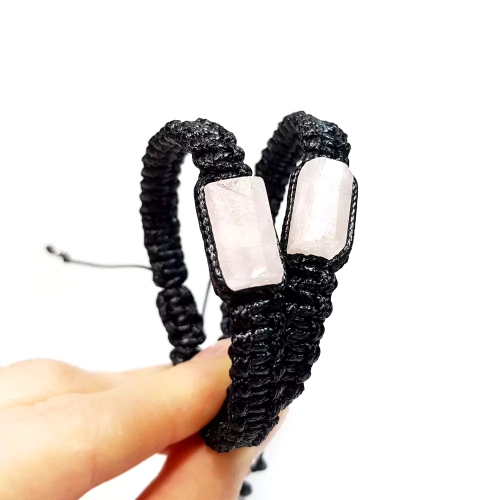 MES295 WEBP Bransoletka męska makramowa kwarc różowy Magneska biżuteria dla mężczyzn 2.webp