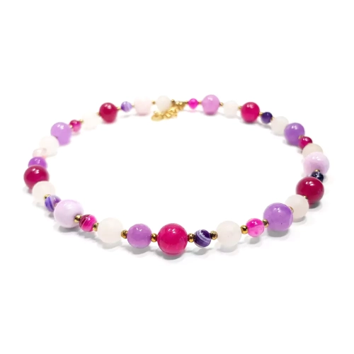 NAW797 WEBP Naszyjnik unikat bohemian magneska biżuteria agat, marmurek, kwarc różowy, jadeit i hematyt 2.webp