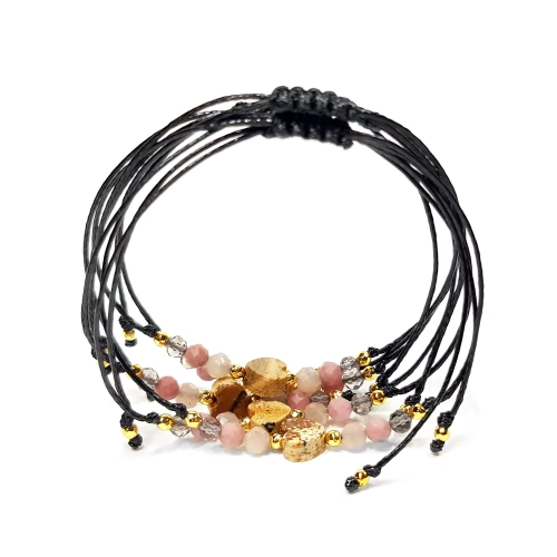 SZN884 WEBP Bransoletka jaspis pejzażowy kamień słoneczny rodonit kwarc dymny i hematyt na czarnym sznurku magneska biżuteria z kamieni naturalnych 3.webp