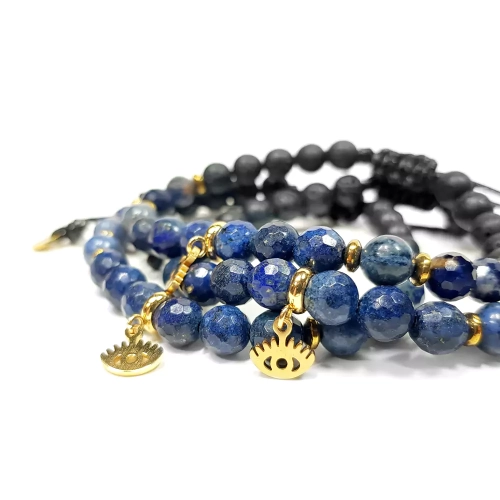 SZN885 WEBP Bransoletka na sznurku kamienie naturalne lapis lazuli dumortieryt sodalit i lawa wulkaniczna trzecie oko Magneska 4.webp