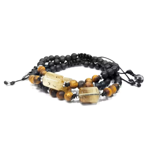 MES298 WEBP Bransoletka męska kwarc tygrysi, tygrysie oko, hematyt i lawa wulkaniczna Magneska biżuteria.webp