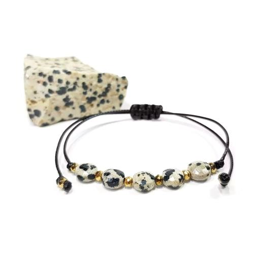 SZN893 WEBP Bransoletka damska jaspis dalmatyński monety Magneska biżuteria 2.webp