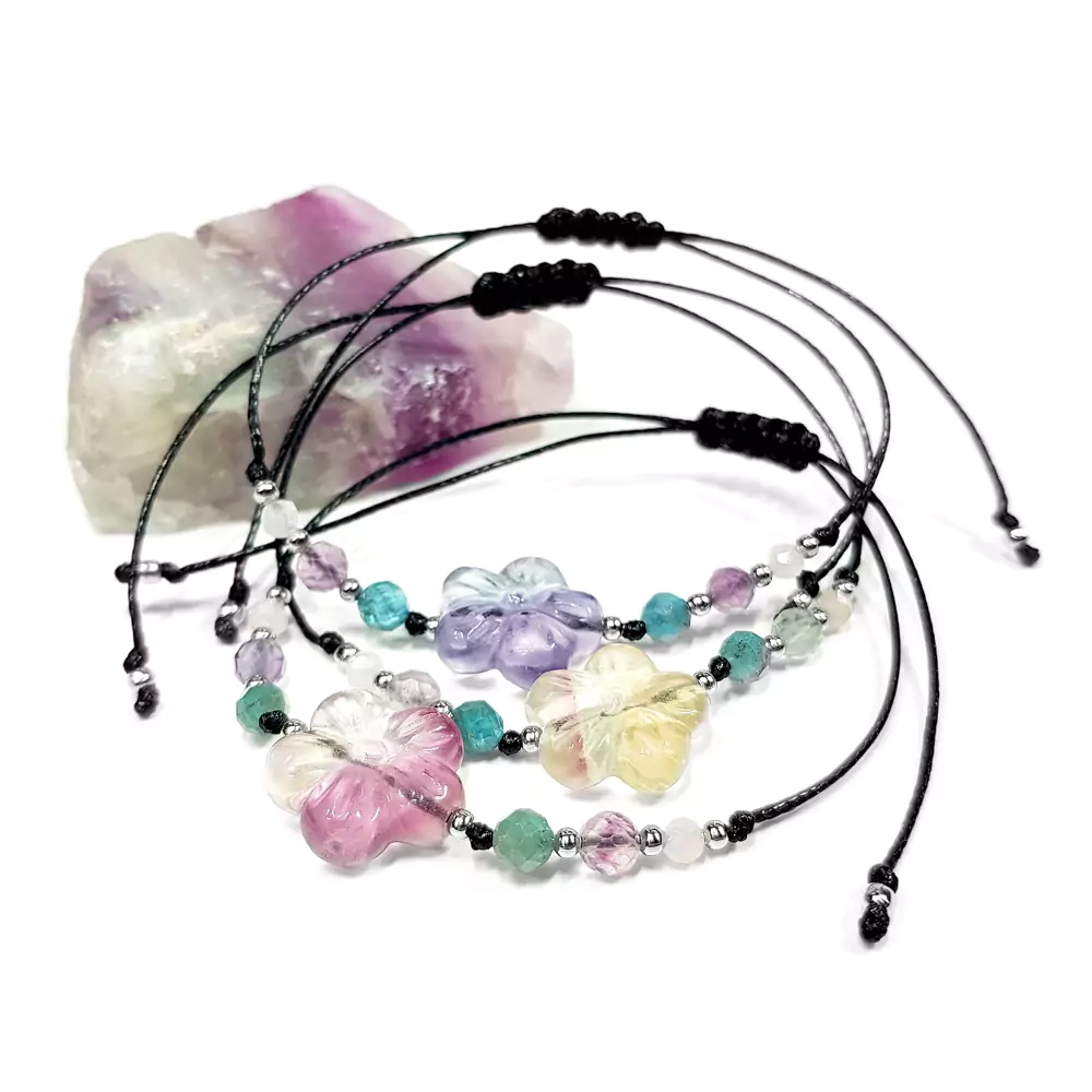 SZN895 WEBP Bransoletka damska fluoryt apatyt kwarc różowy Magneska biżuteria.webp