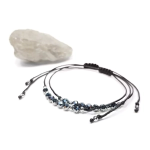 Bransoletka terahertz i hematyt na czarnym sznurku