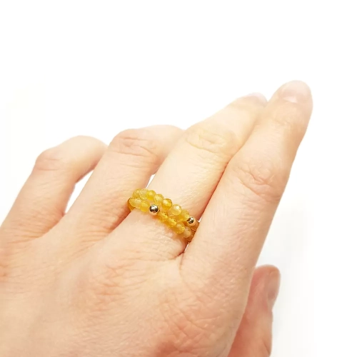 PIER363 WEBP Pierścionek elastyczny żółty agat i srebro pozłacane 3.webp