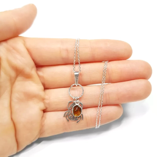 NAW803 WEBP Naszyjnik srebrny skarabeusz i brązowy turmalin Magneska biżuteria 3.webp