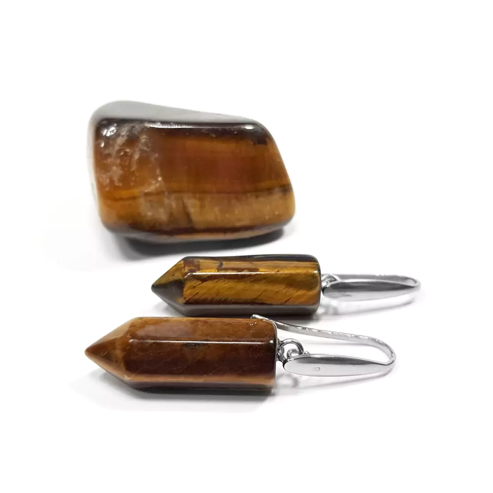 KST643 WEBP Kolczyki wiszące tygrysie oko sople Magneska biżuteria.webp