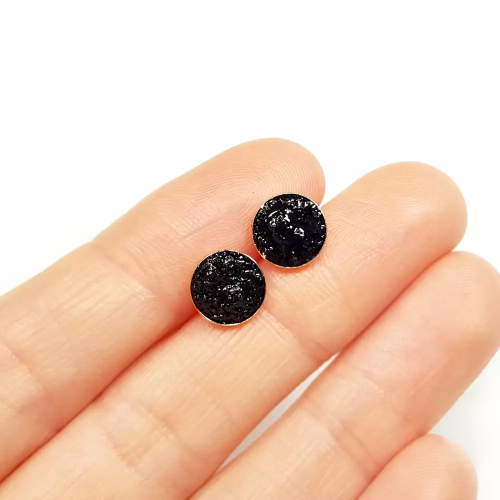 KST652 WEBP Kolczyki sztyfty czarny turmalin w złotej oprawie srebro 3.webp