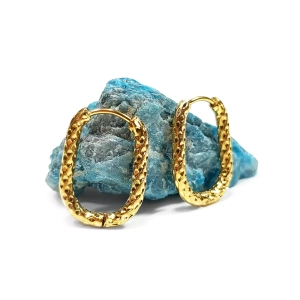 Kolczyki owale młotkowane złote stal chirurgiczna