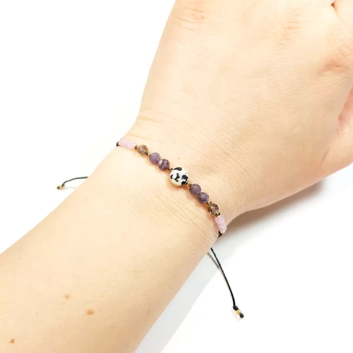 SZN921 WEBP Bransoletka na sznurku jaspis dalmatyńczyk ametyst i agat magneska biżuteria z kamieni naturalnych 2.webp