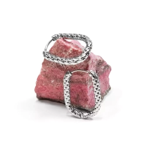 Kolczyki owale młotkowane srebrne stal chirurgiczna