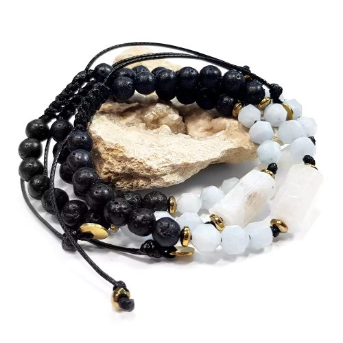 SZN923 WEBP Bransoletka kamień księżycowy, akwamaryn, lawa wulkaniczna i hematyt Magneska biżuteria 4.webp