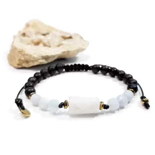 SZN923 WEBP Bransoletka kamień księżycowy, akwamaryn, lawa wulkaniczna i hematyt Magneska biżuteria.webp