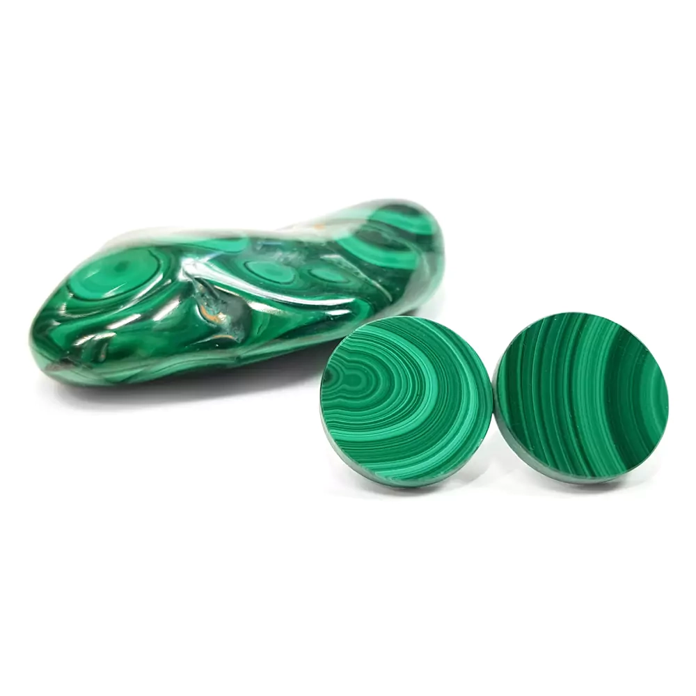 KST664 WEBP Kolczyki unikaty malachit monety Magneska biżuteria.webp