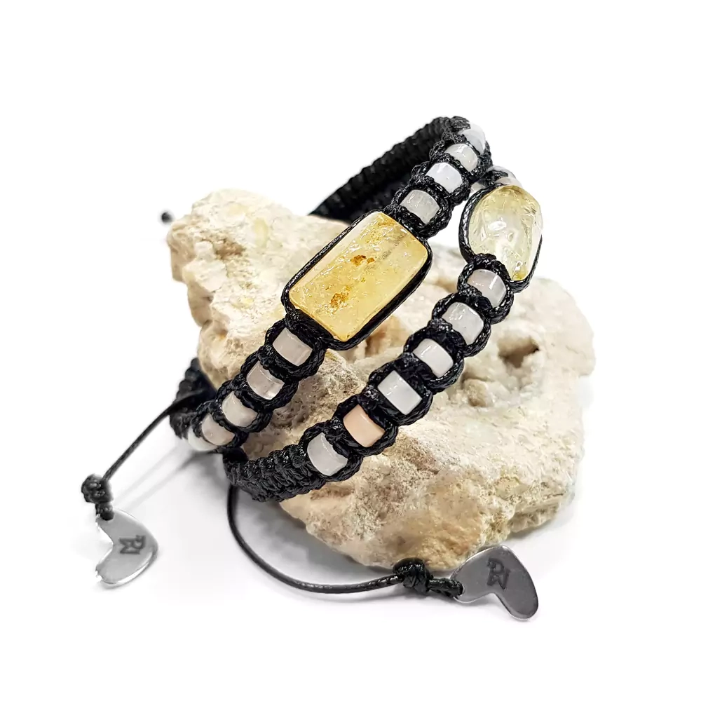 SZN927 WEBP Bransoletka makramowa damska cytryn i różowy awenturyn Magneska biżuteria.webp