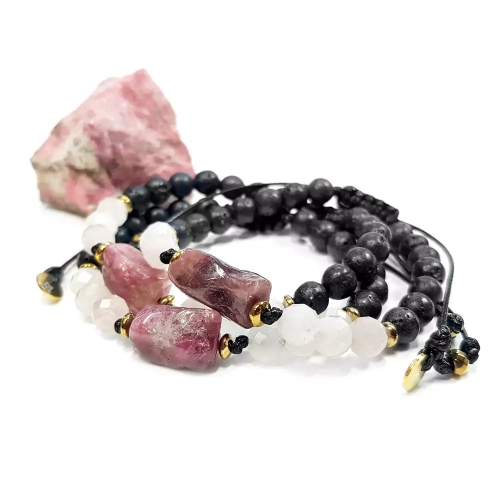 SZN930 WEBP Bransoletka turmalin różowy, kwarc różowy, lawa wulkaniczna i hematyt Magneska biżuteria 2.webp