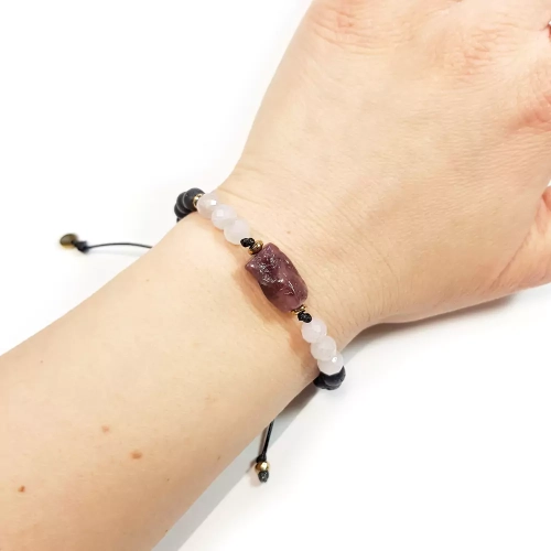 SZN930 WEBP Bransoletka turmalin różowy, kwarc różowy, lawa wulkaniczna i hematyt Magneska biżuteria 3.webp