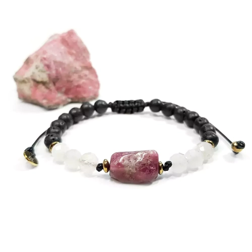 SZN930 WEBP Bransoletka turmalin różowy, kwarc różowy, lawa wulkaniczna i hematyt Magneska biżuteria.webp
