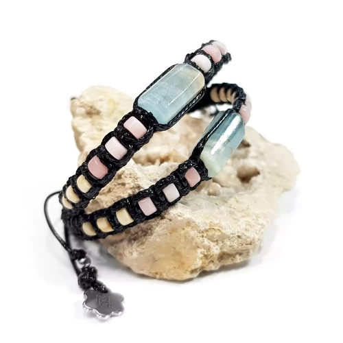 SZN931 WEBP Bransoletka niebeiski chalcedon, różowy opal i kamień rzeczny Magneska.webp
