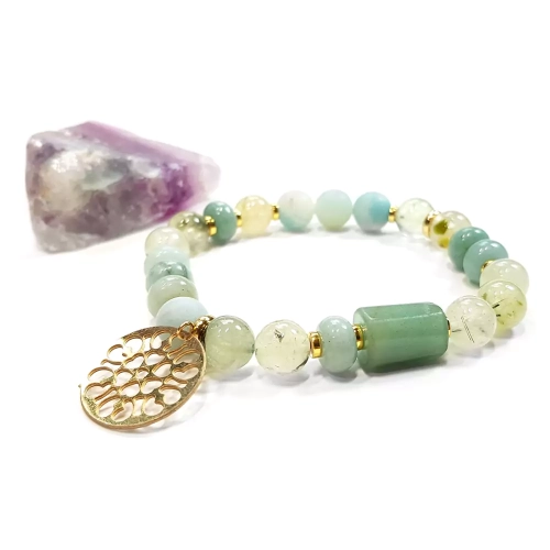 KAM804 WEBP Bransoletka awenturyn, amazonit, frenit i hematyt Magneska biżuteria z kamieni naturalnych zielone kamienie 2.webp