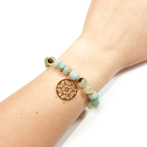 KAM804 WEBP Bransoletka awenturyn, amazonit, frenit i hematyt Magneska biżuteria z kamieni naturalnych zielone kamienie 3.webp